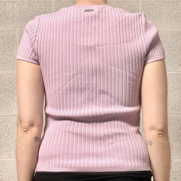 Guess Y2K Lilac Short Sleeve Crew Neck Knit Top Size S - Picture 2 of 6
